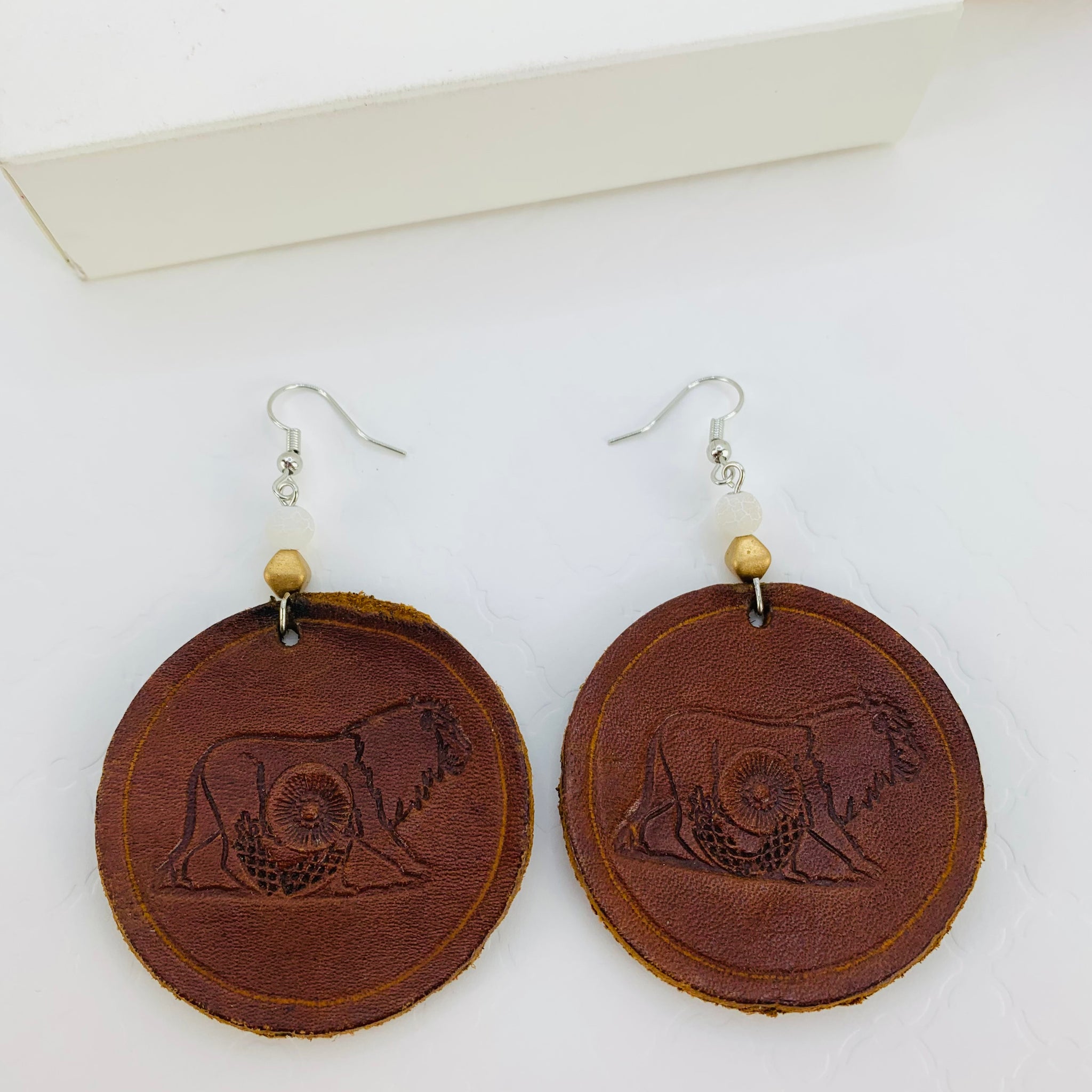 Lion Heart Leather Earrings