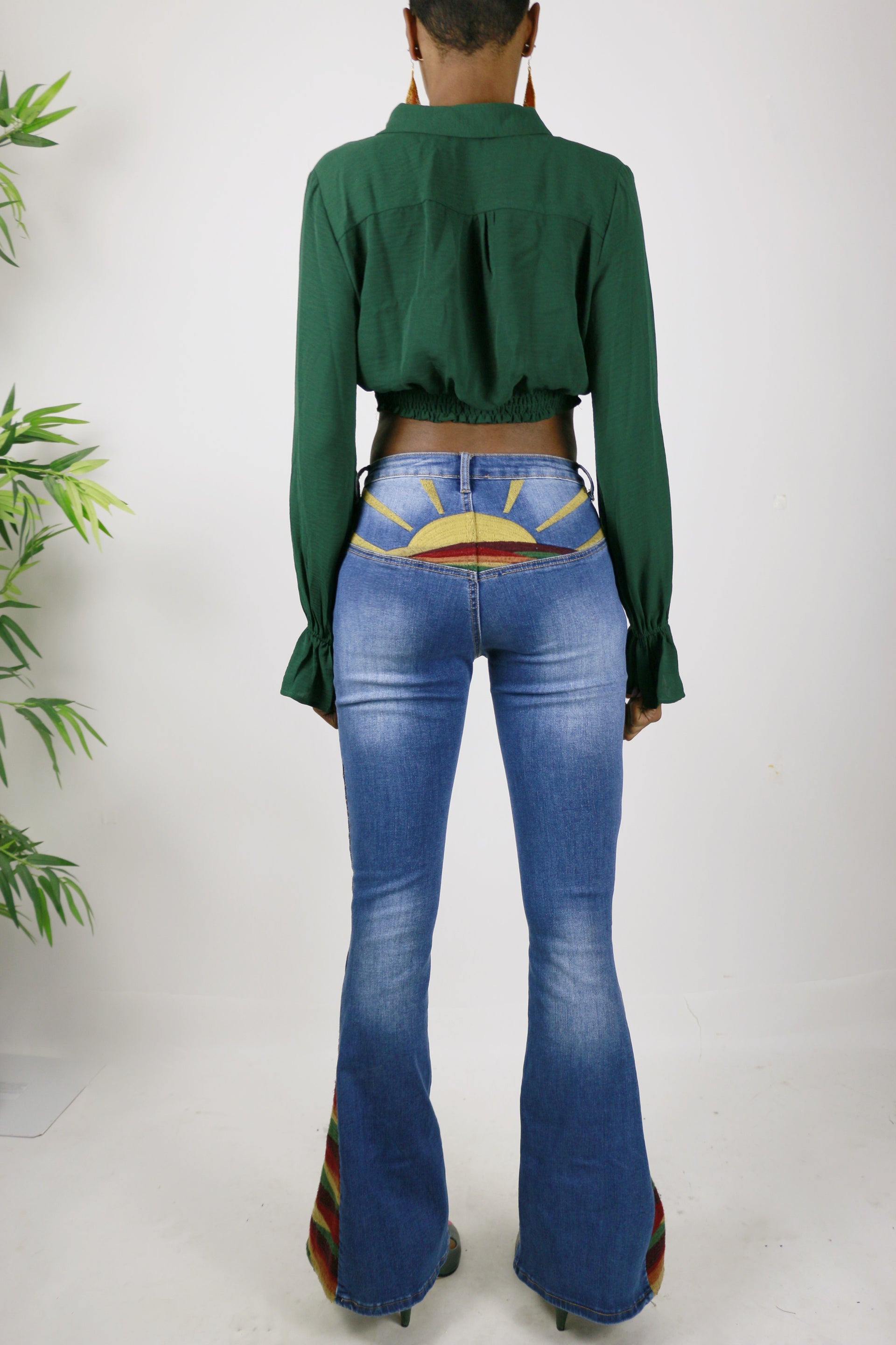 Here Comes The Sun Embroidered Jeans