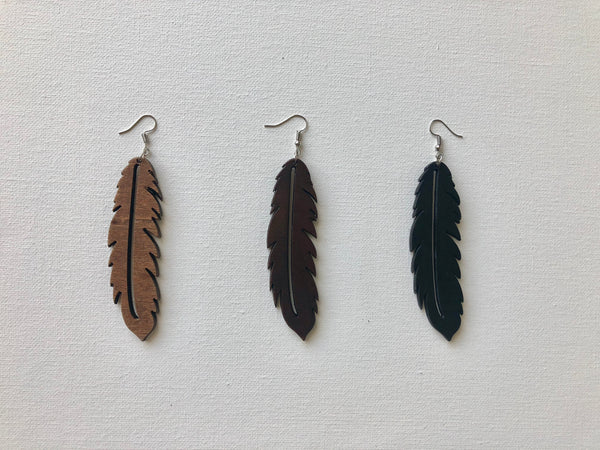Feather Wooden Earrings