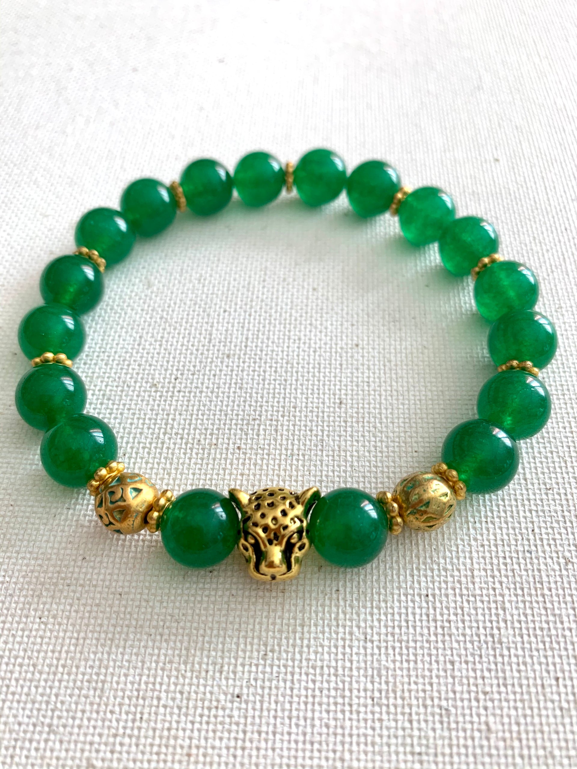 Green Quartz Stone Leopard Bracelet