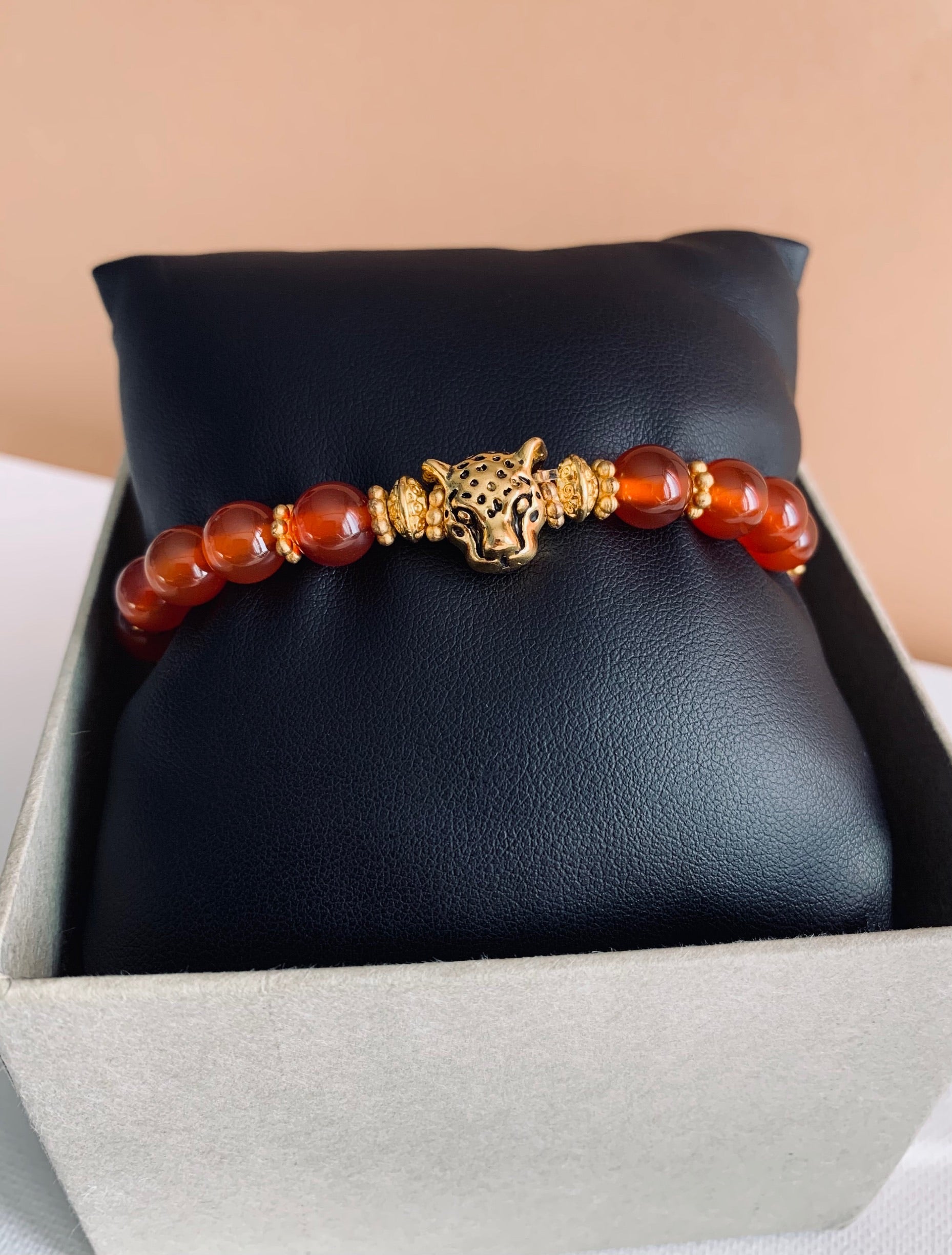 Carnelian Stone Leopard Bracelet