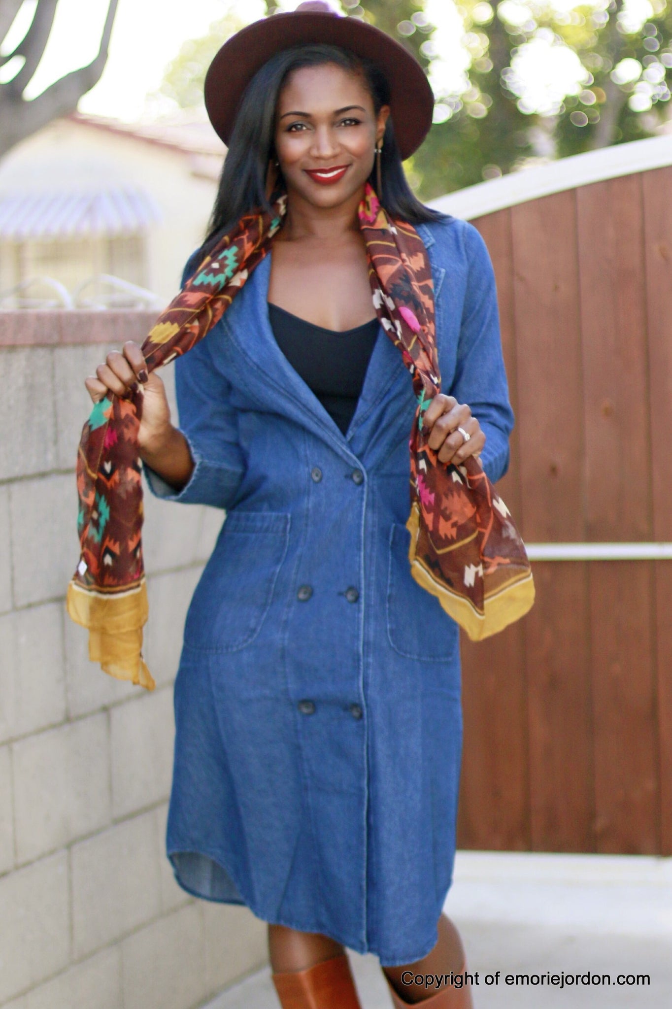 Double Breasted Denim Dress Large / Blue