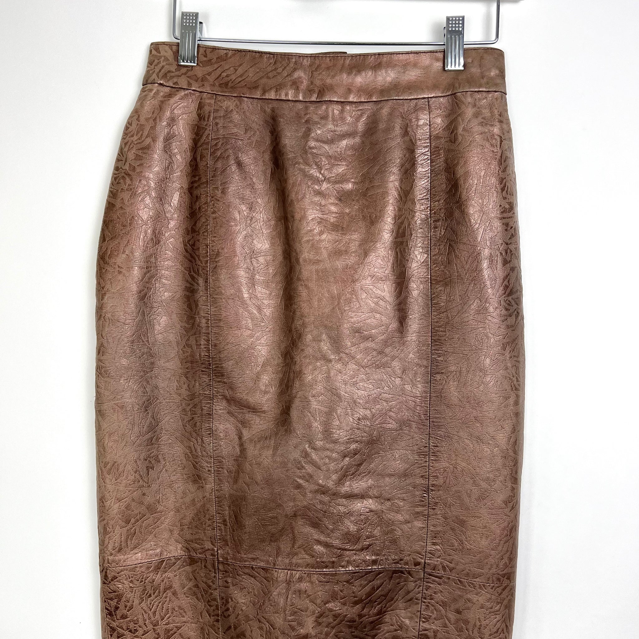 Live: 31 Bronze textured Leather Skirt