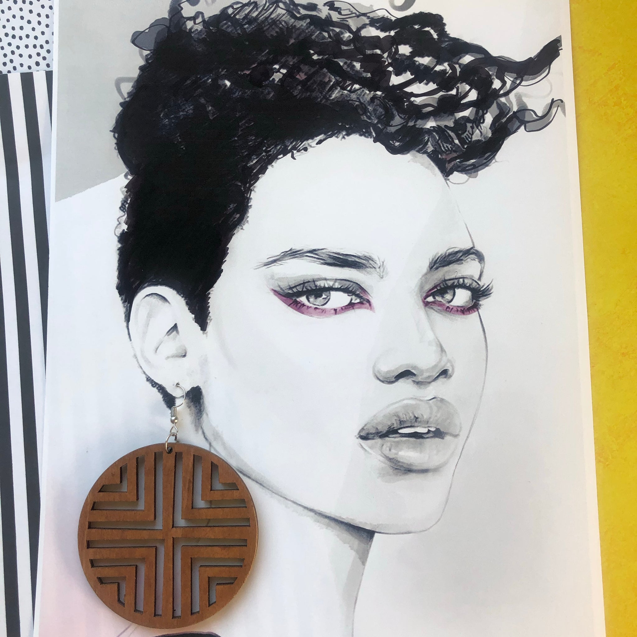 Geolined Wooden Earrings
