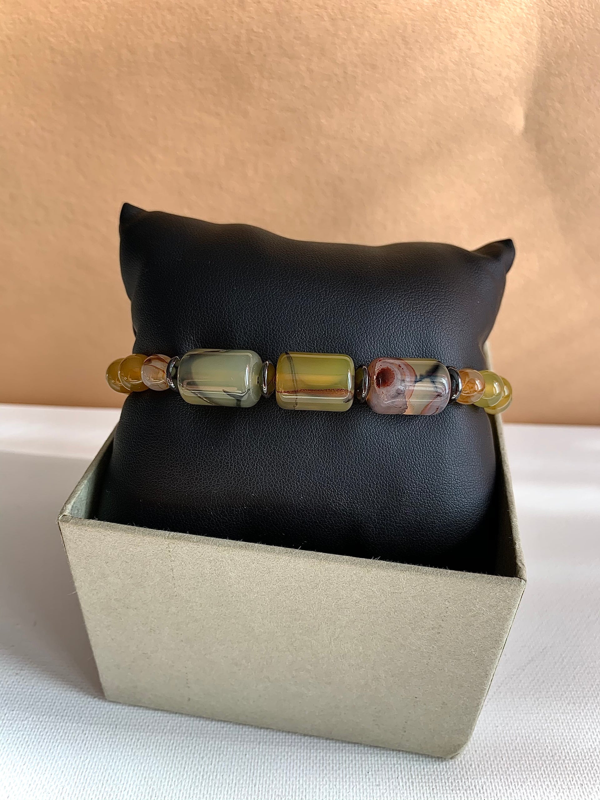 Yellow Agate & Hematite Stone Bracelet