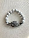 Howlite and Gray Agate Stone Bracelet