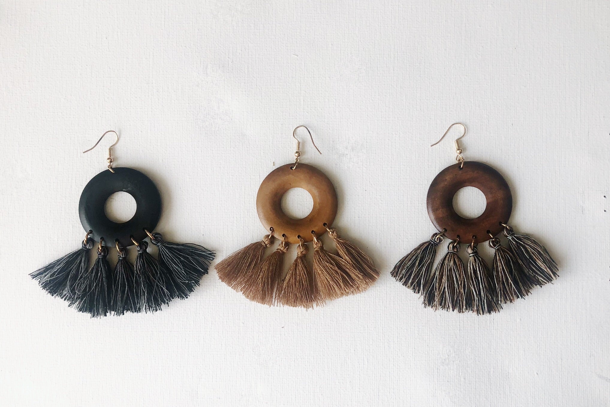 Tumi Tassel Wooden Earrings