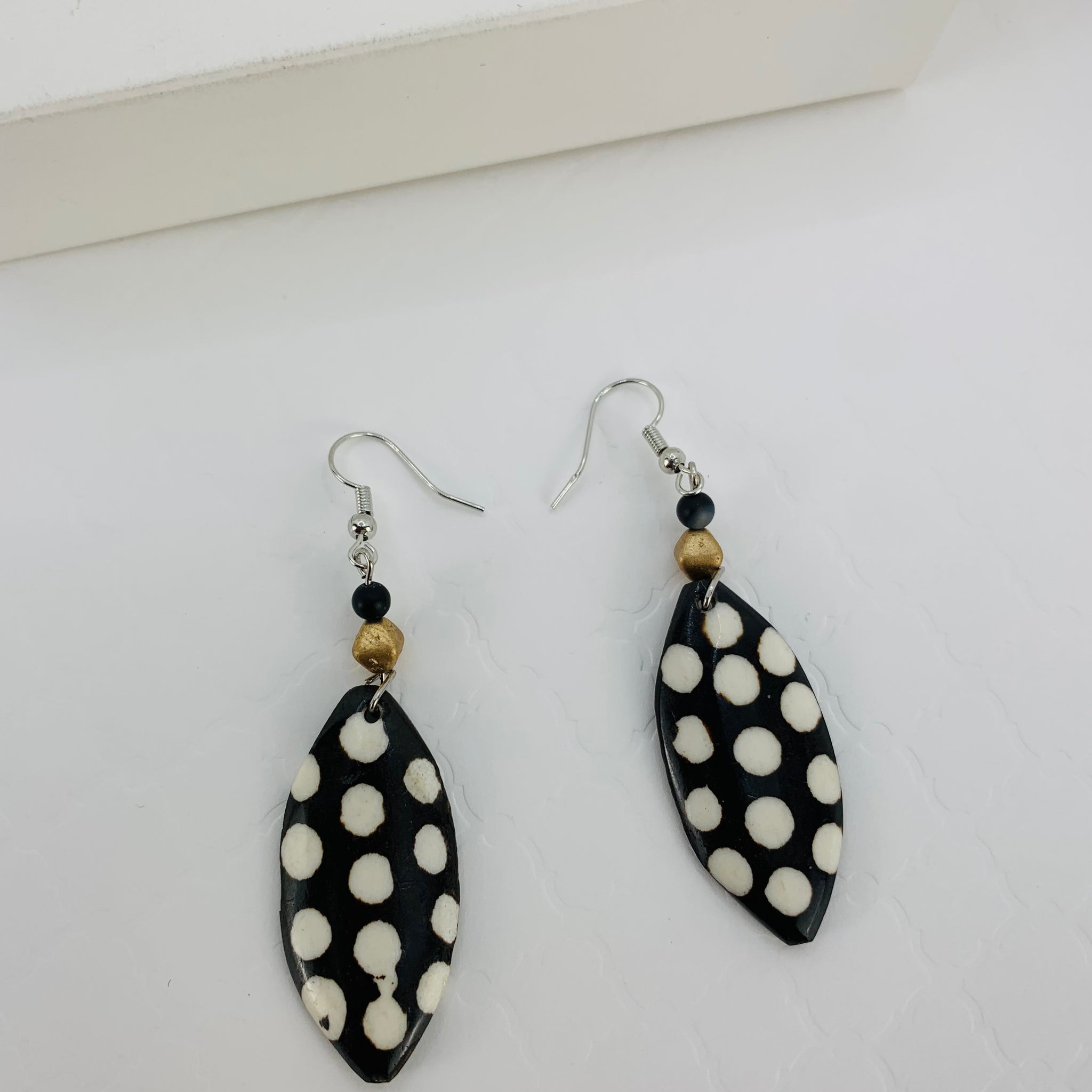 Tribal Shield Yak Bone Earrings