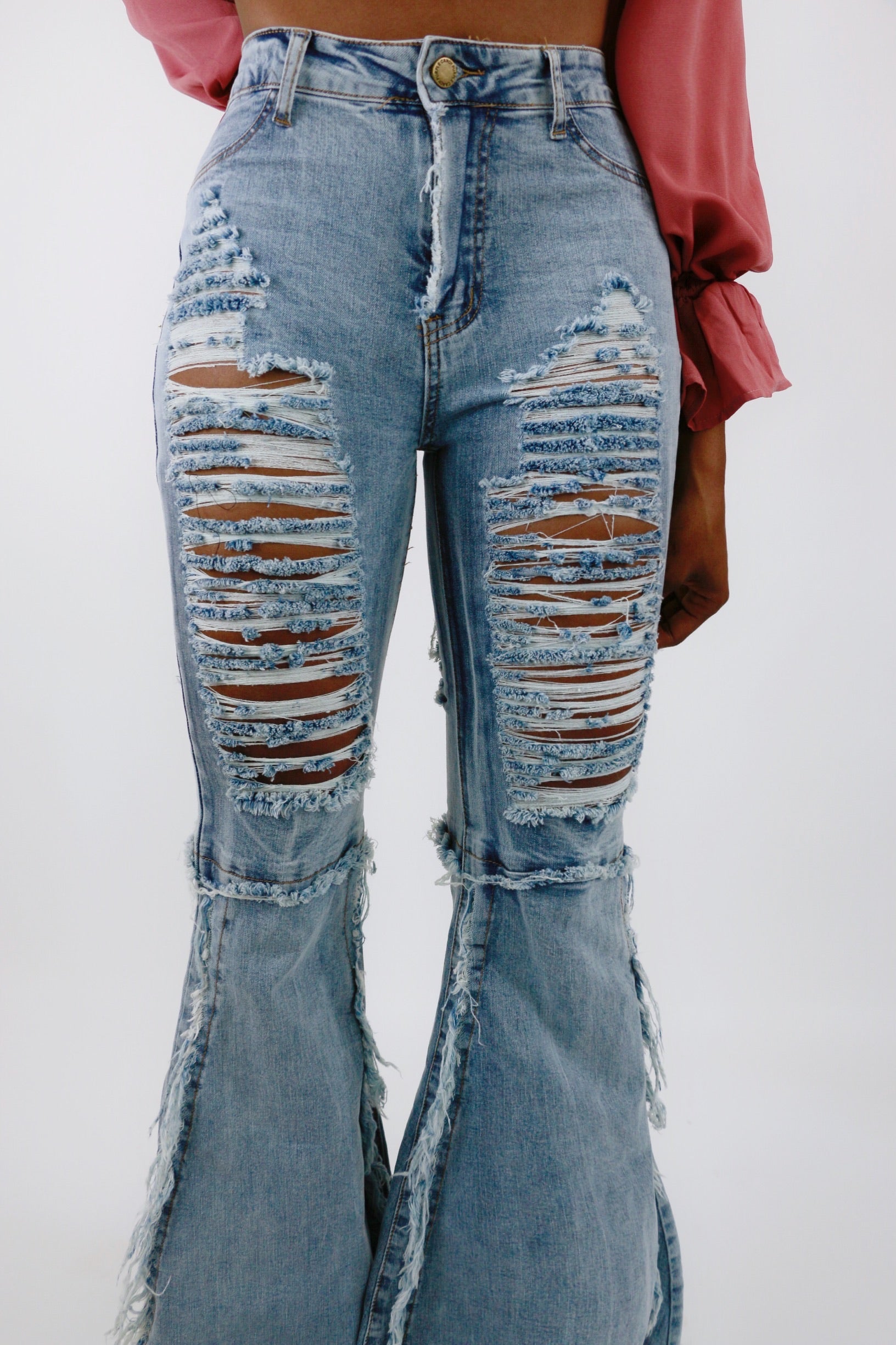 Distressed Frayed Bell Bottom Jeans – emoriejordon