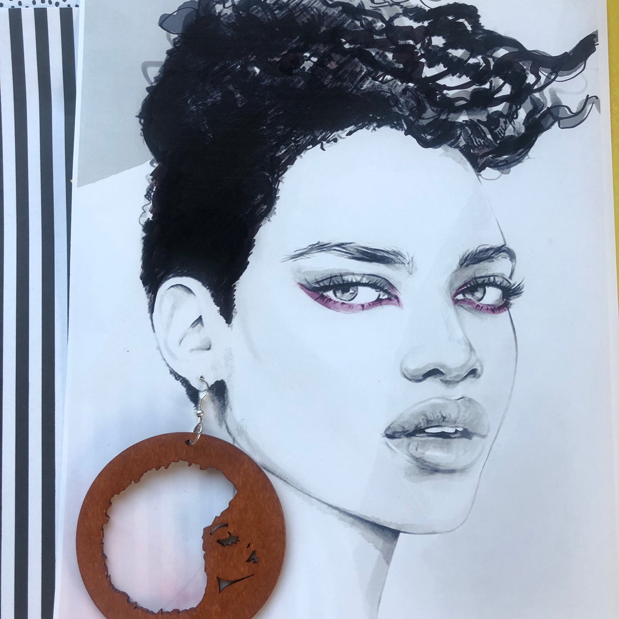Afro American Wooden Earrings