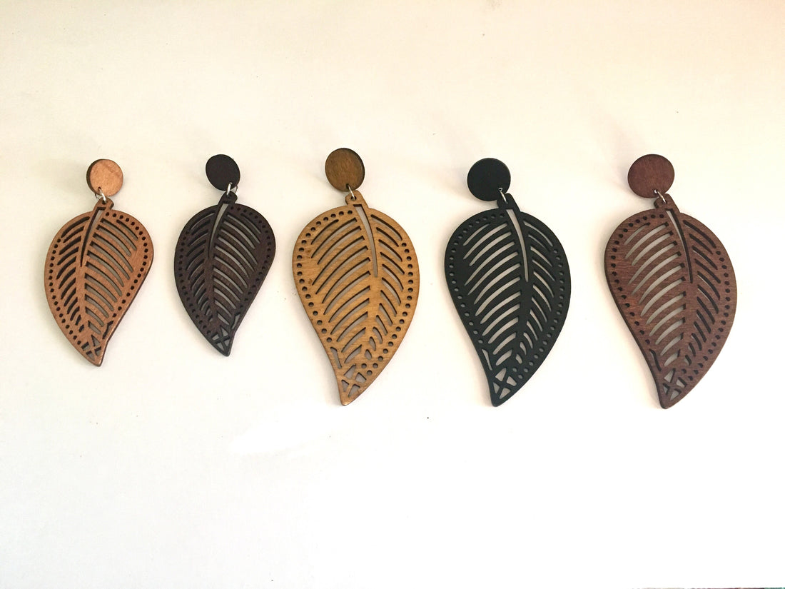 Falling Leaves Wooden Earrings