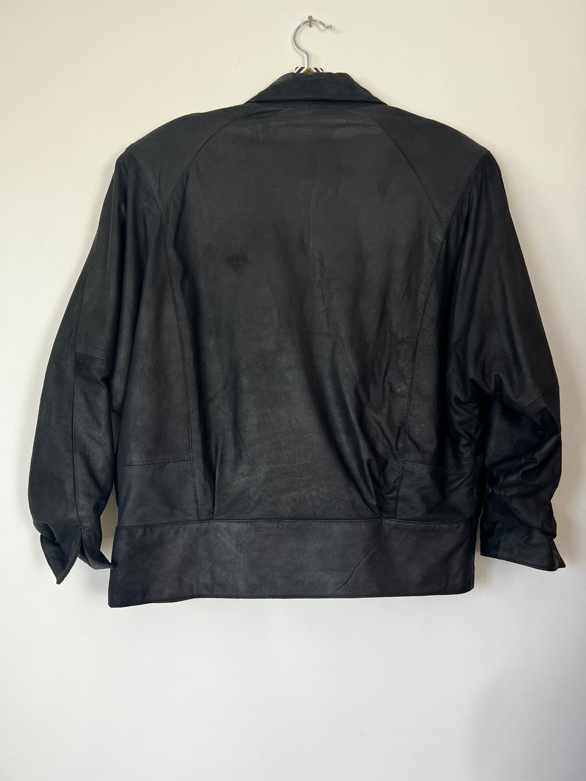 Live: 072  Vintage 80's Leather Tuxedo Bomber