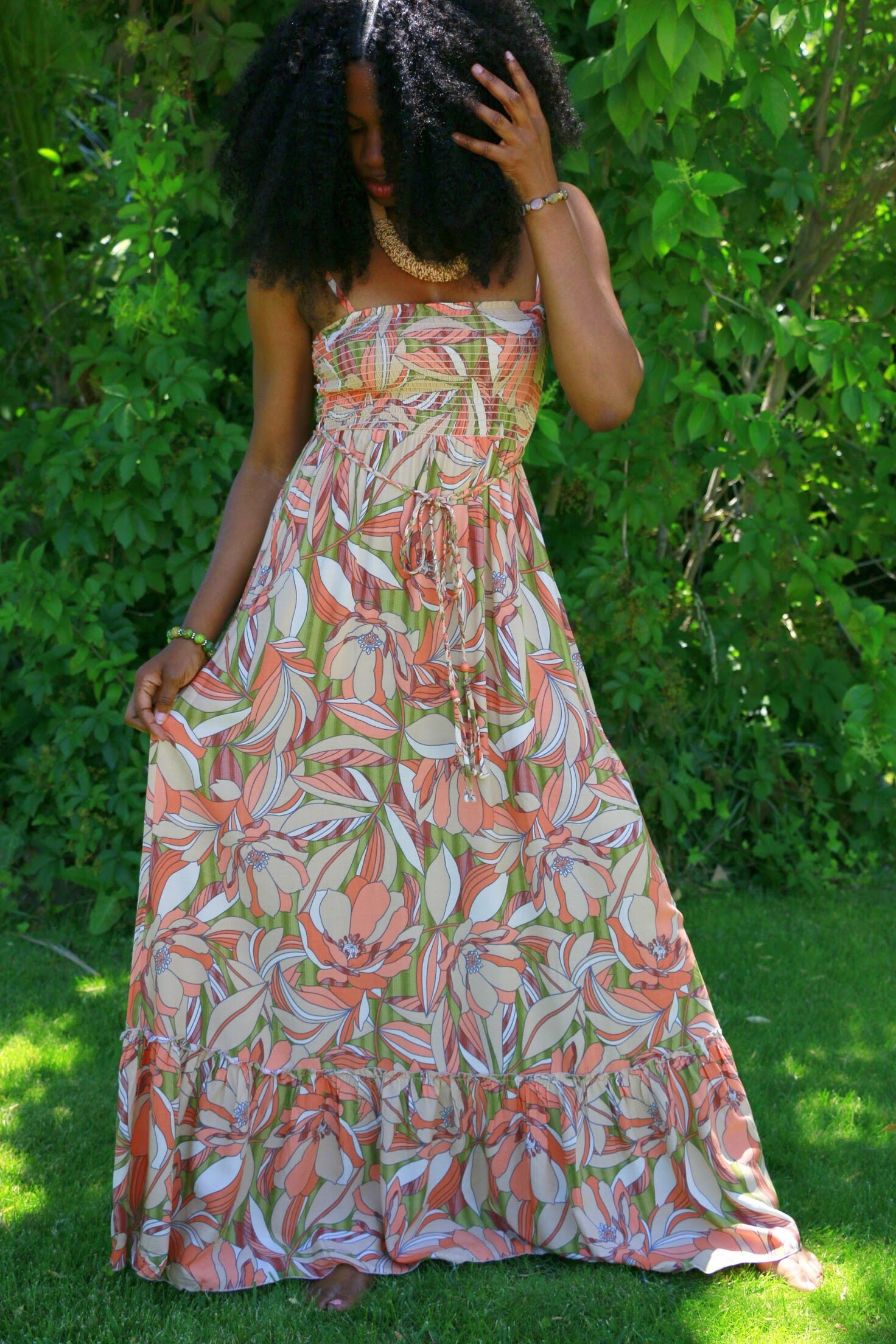Peach Petals Maxi Dress