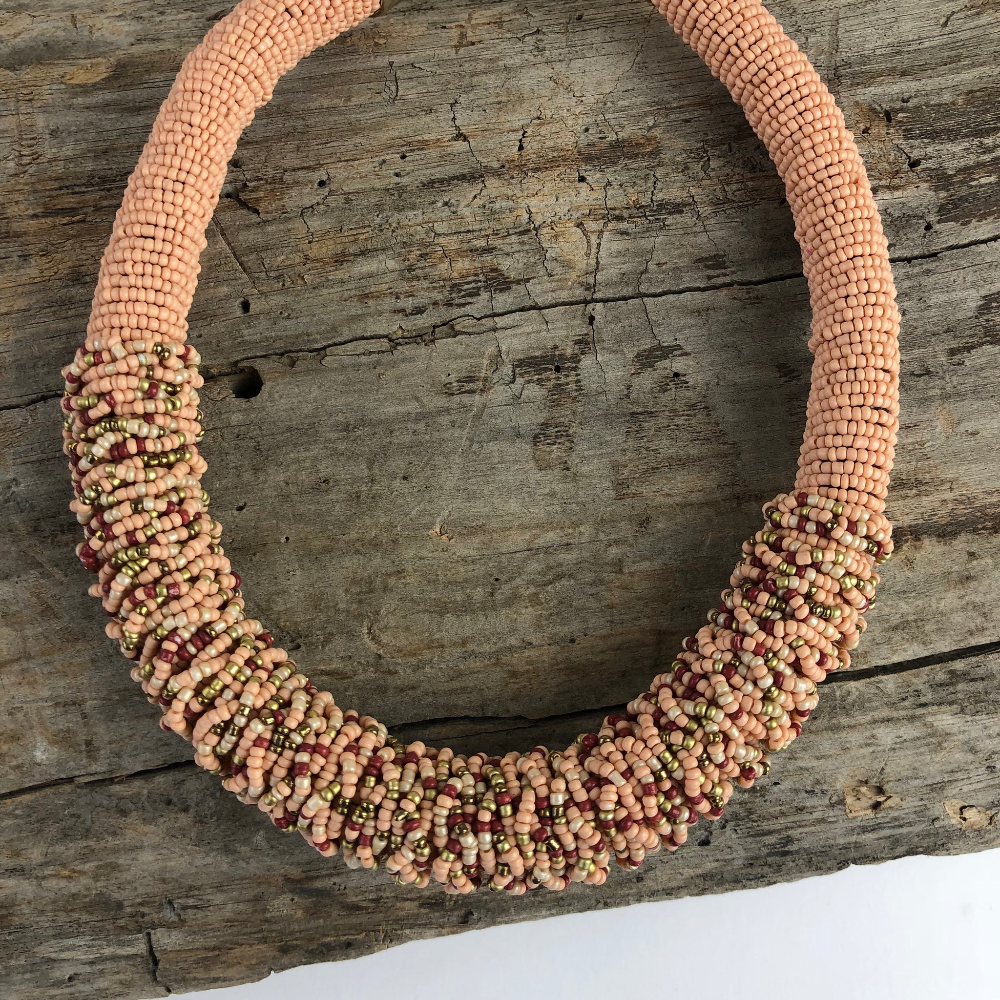 Peach Beaded Collar Necklace