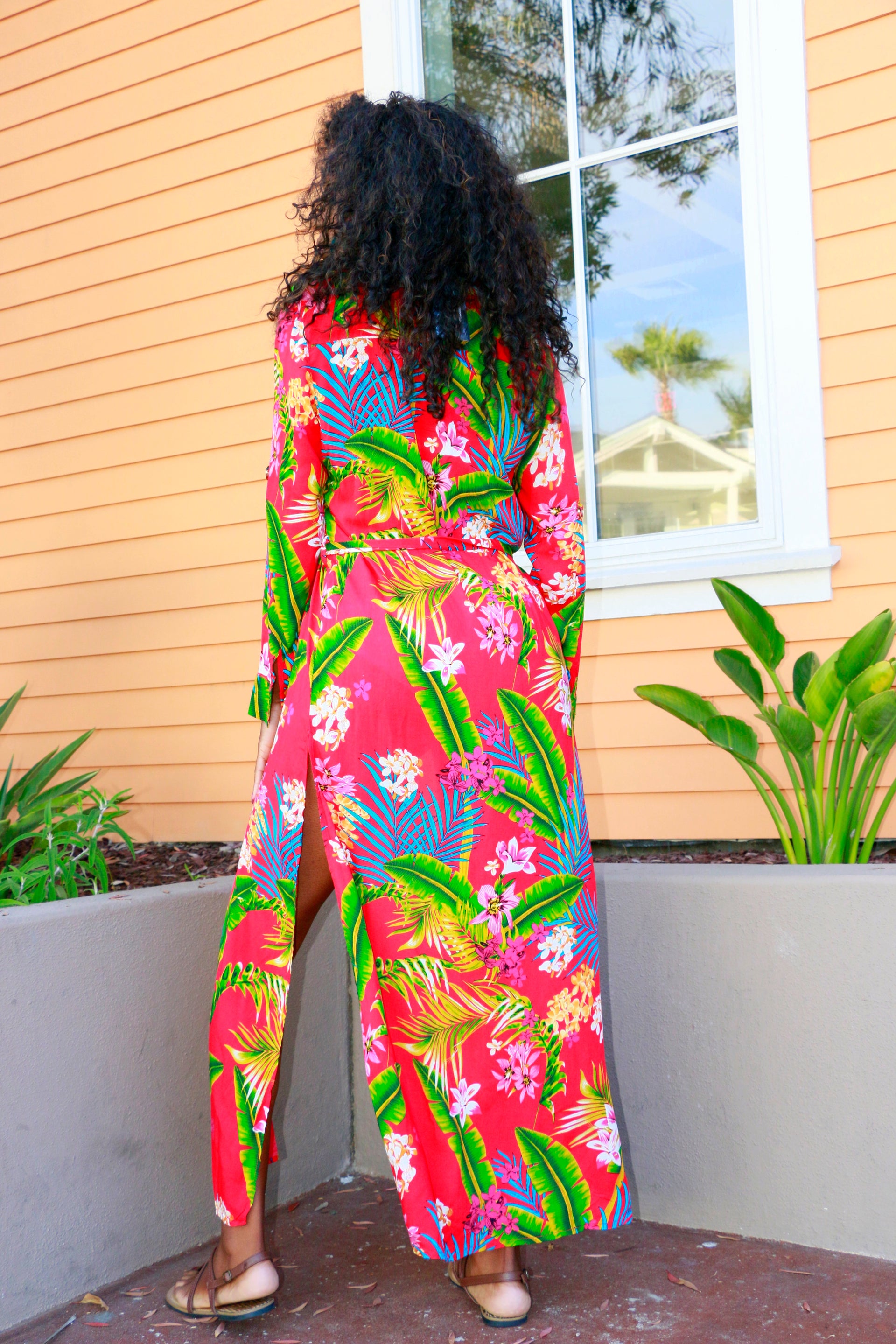 Tropical Belted Duster Dress