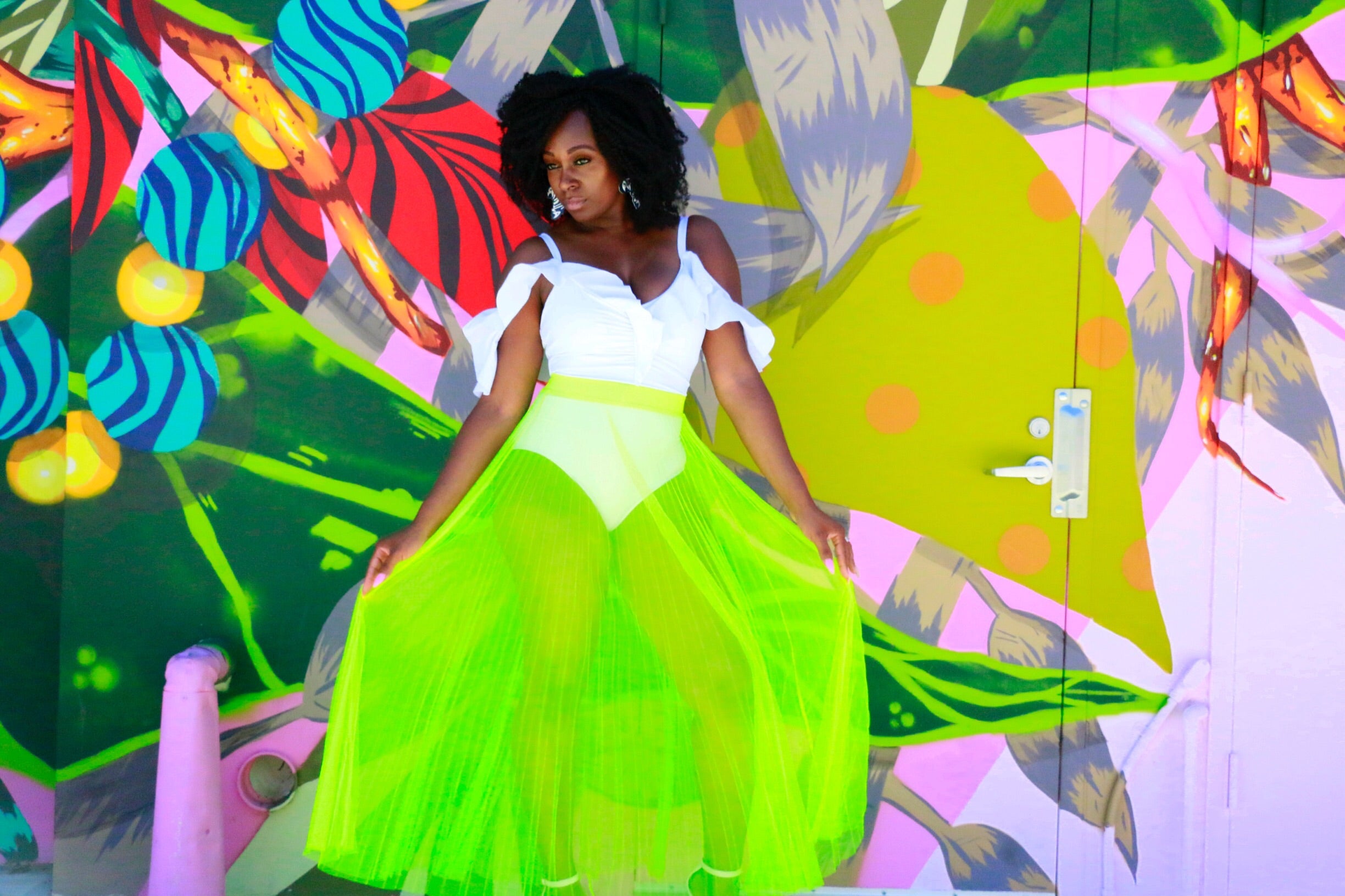 Neon tulle maxi skirt 2025