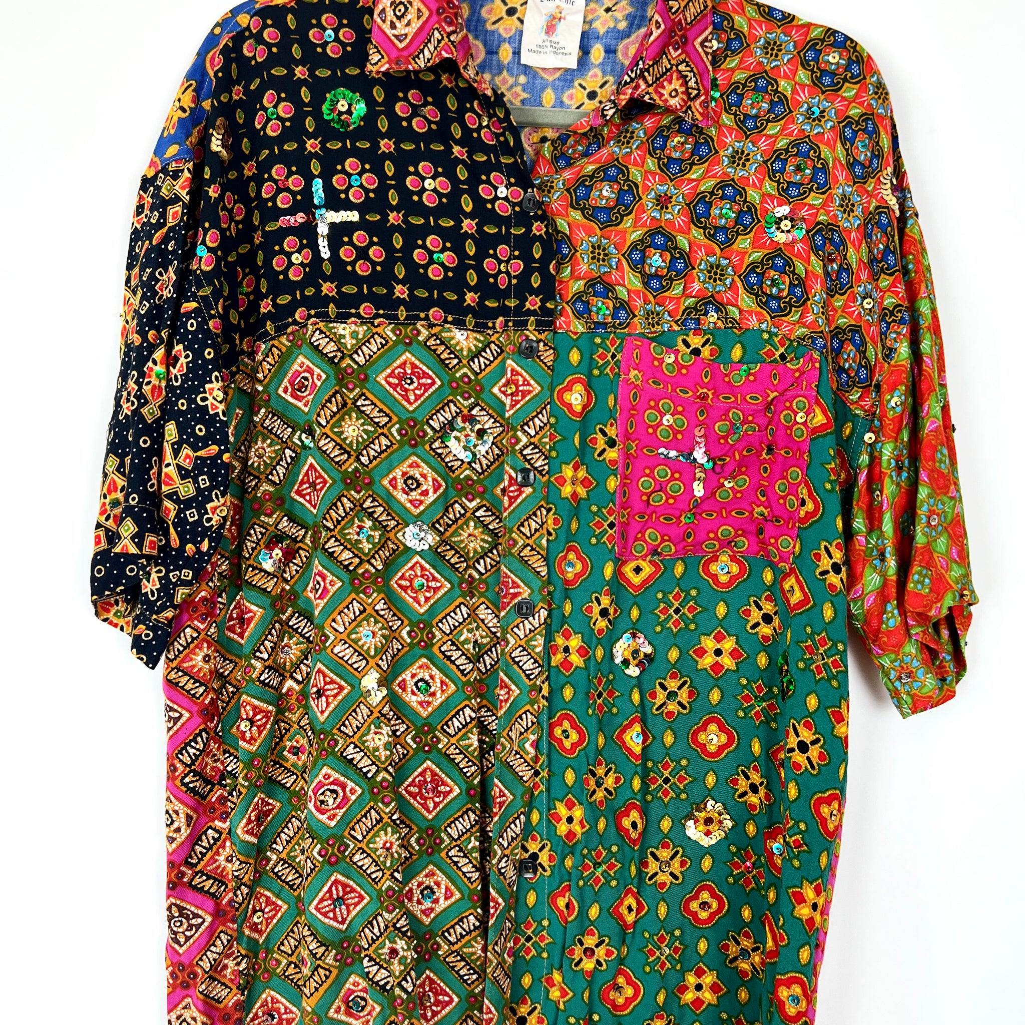 Live: 15 Colorful Mixed Print Sequins Top