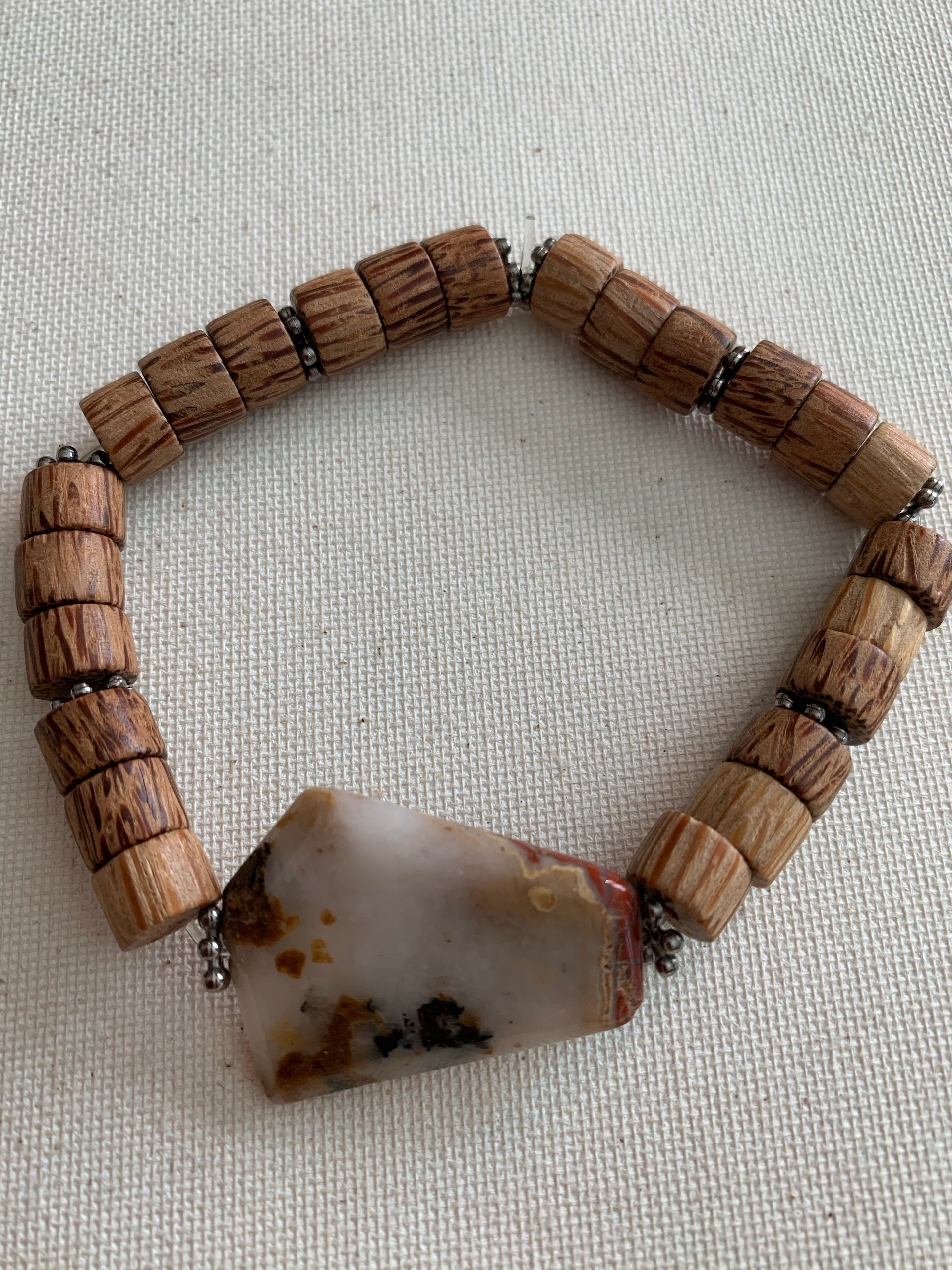 Red Jasper and Coconut Wood Bracelet