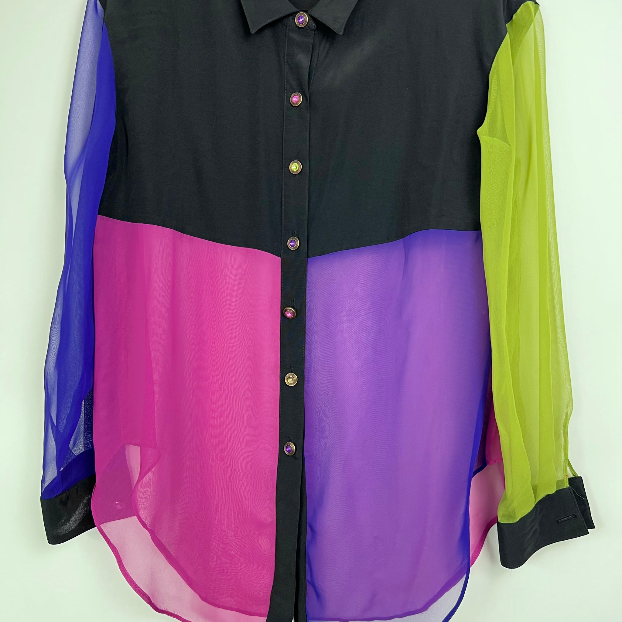 Live: 125 Vintage Sheer Color Block Top