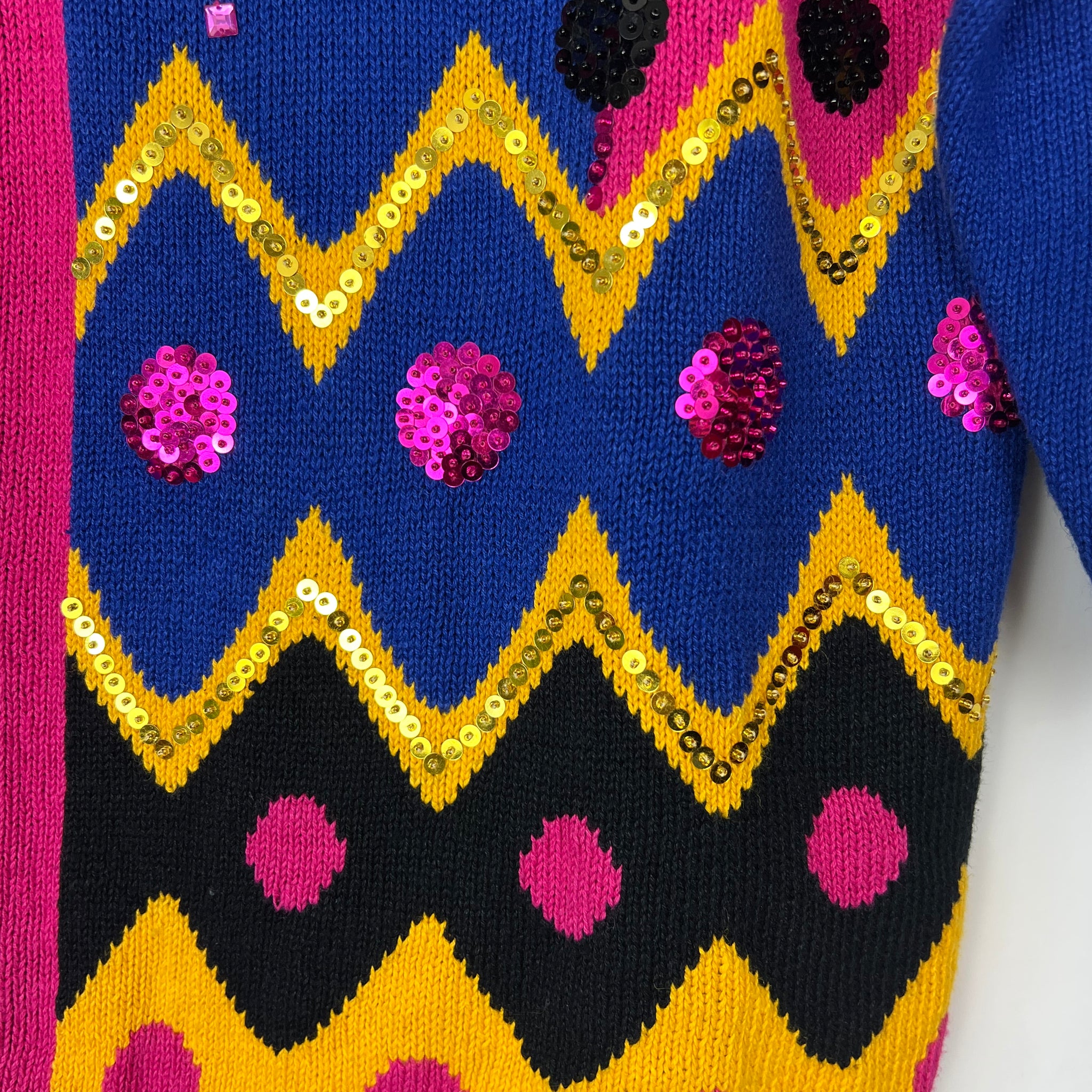 Live: 53 Vintage Bold Blue Sequins sweater