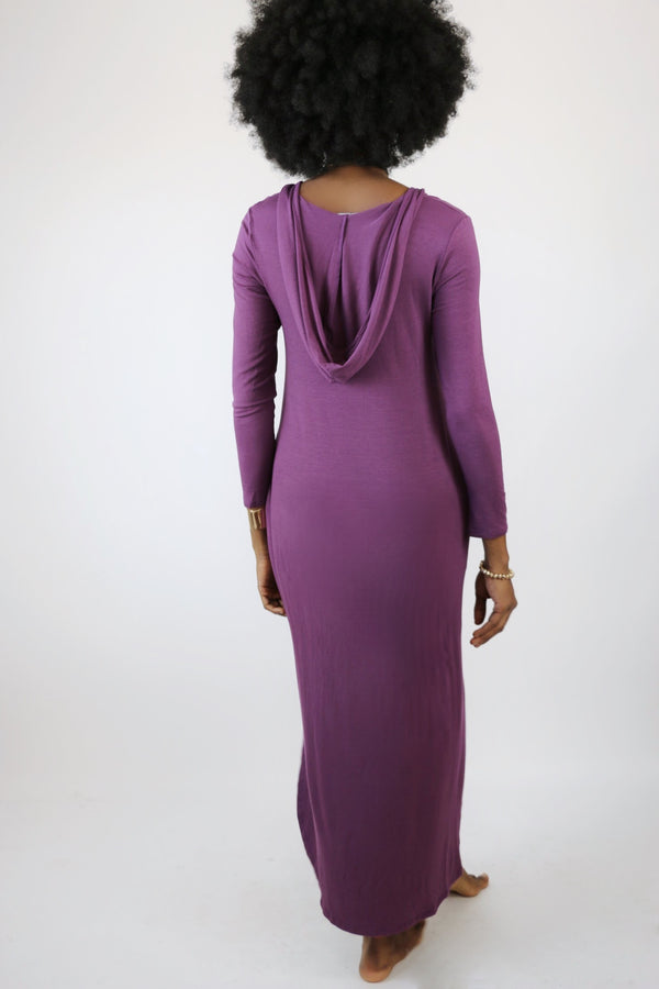 Aster Hooded Purple Maxi Dress
