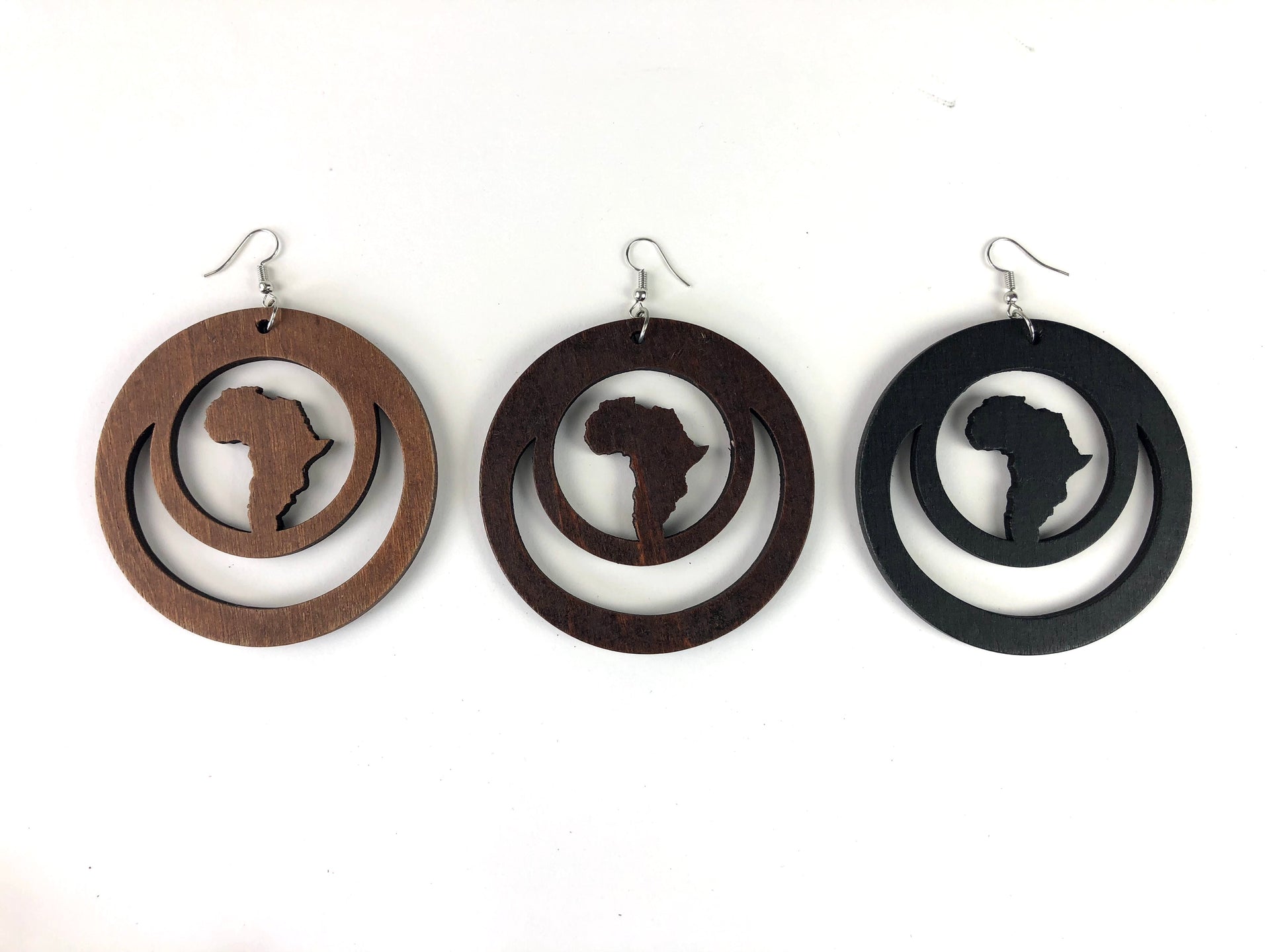 Dual Loop Africa Wooden Earrings